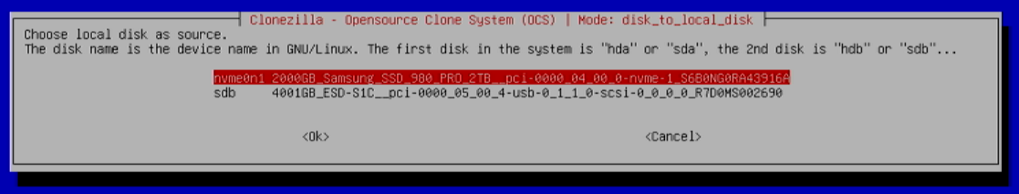 Clonezilla - Source Disk